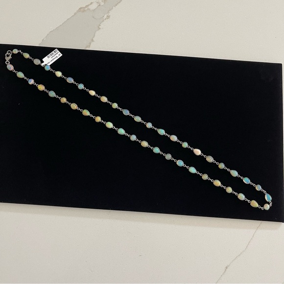 Ethiopian Opal necklace one of a kind necklace in 925 sterling silver 30” long. - Picture 7 of 13